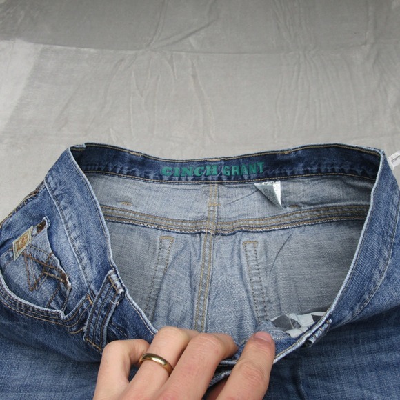 Cinch Green Label Jeans Mens 35x35 Blue Denim Bootcut Medium Wash Classic Fit - Picture 8 of 16